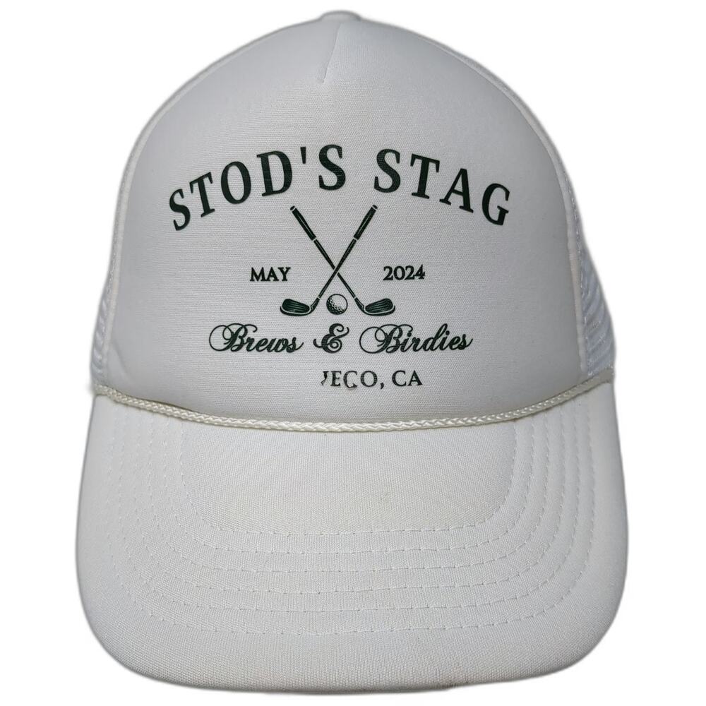 Nissun Trucker Hat White One Size Mesh Back Snapback Stods Stag Brews Birdies